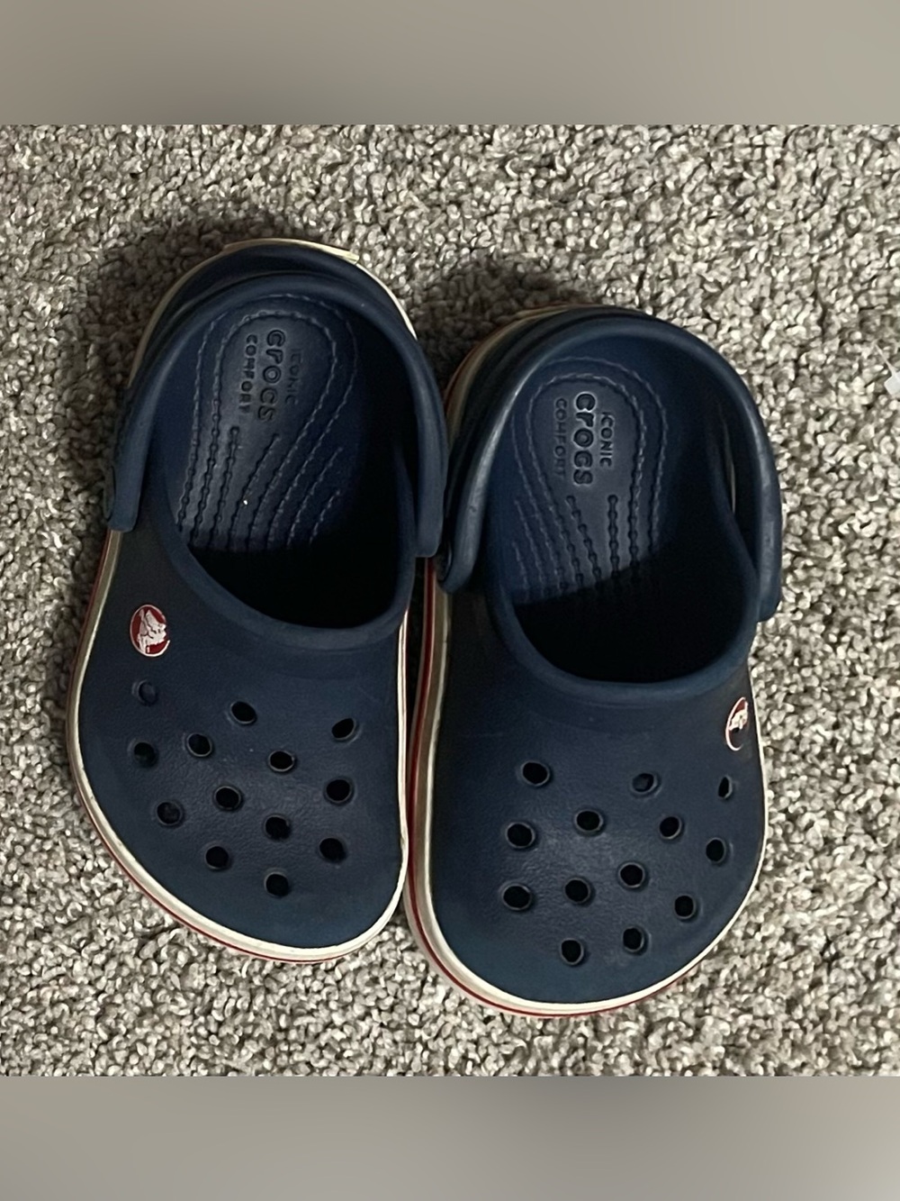 Crocs kids crocband clog Child Kids 7 boys blue navy white red stripe